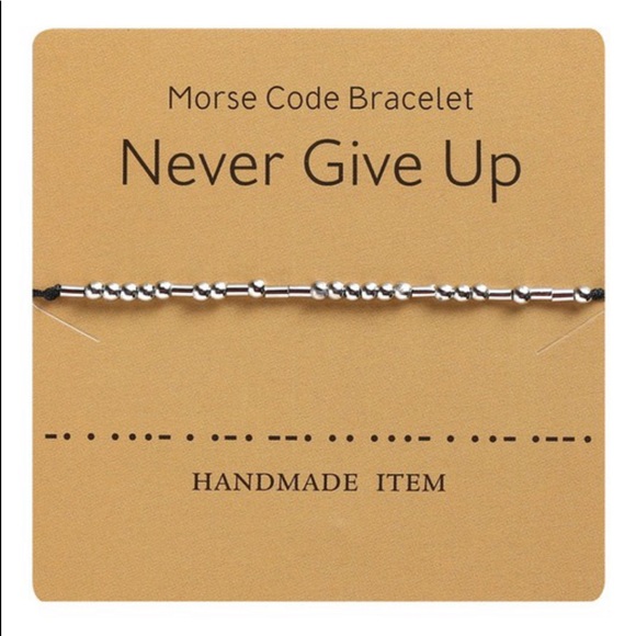 Never Give Up in Morse Code Bracelet - Picture 1 of 2
